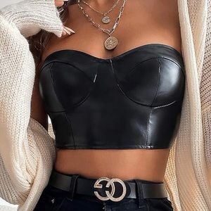 Faux leather crop top